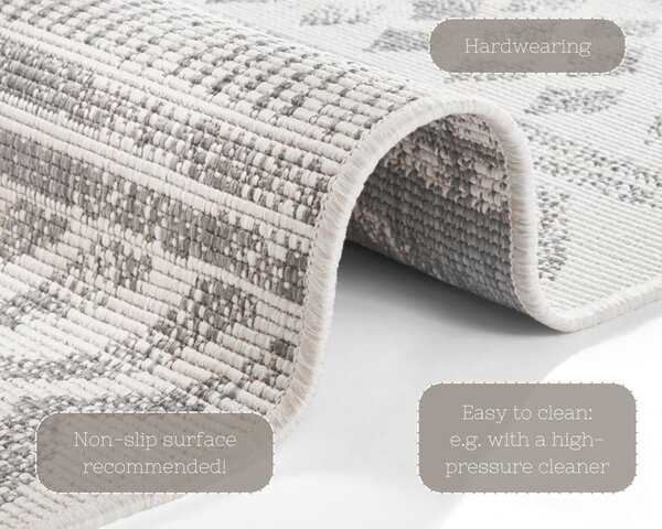 Šedo-krémový venkovní koberec NORTHRUGS Biri, 80 x 350 cm