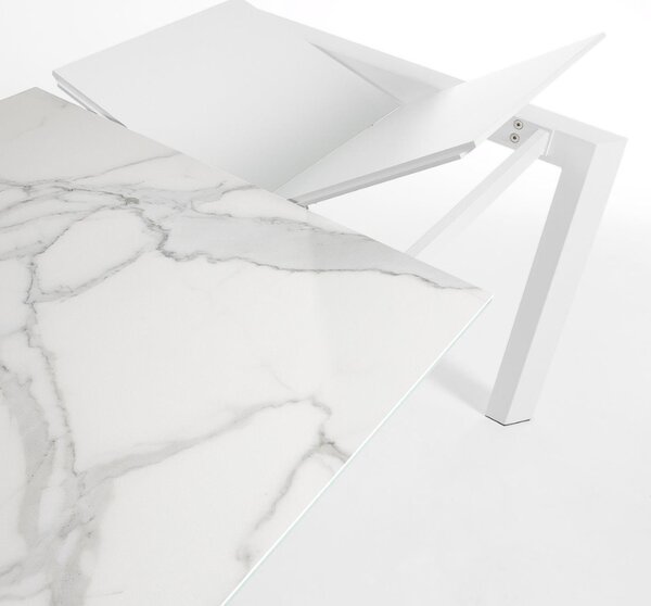 Bílý porcelánový rozkládací jídelní stůl Kave Home Axis 120/180 x 80 cm