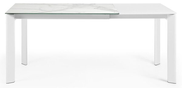 Bílý porcelánový rozkládací jídelní stůl Kave Home Axis 120/180 x 80 cm