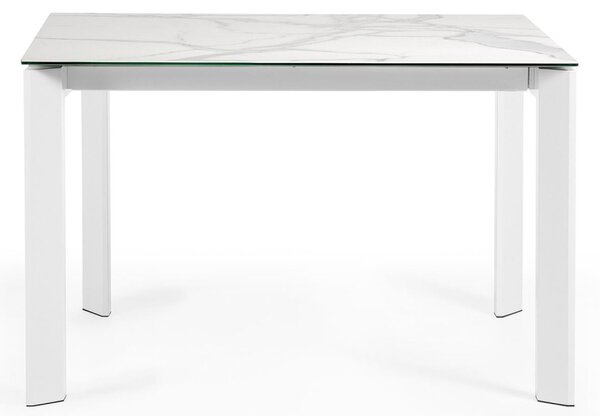 Bílý porcelánový rozkládací jídelní stůl Kave Home Axis 120/180 x 80 cm