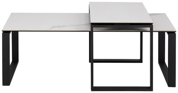 SADA KONFERENČNÍCH STOLKŮ, černá, bílá, kov, sklo, 115/55/45 cm MID.YOU - Konferenční stolky, Online Only