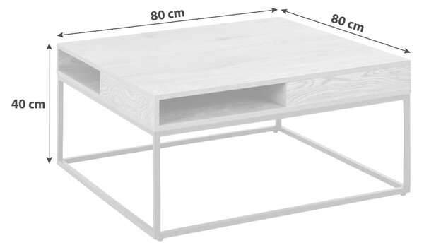 KONFERENČNÍ STOLEK, černá, barvy jasanu, kov, kompozitní dřevo, 80/80/40 cm MID.YOU - Konferenční stolky, Online Only