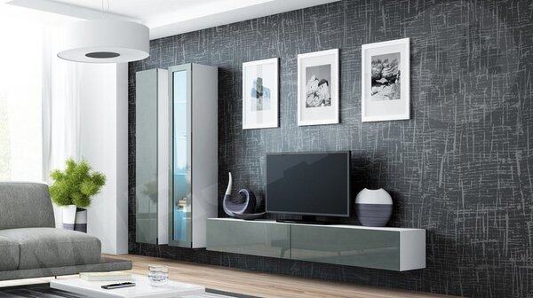 Obývací stěna Zigo III, Osvětlení: osvětlení LED - modré, Barva: černý / černý lesk 5902928697247
