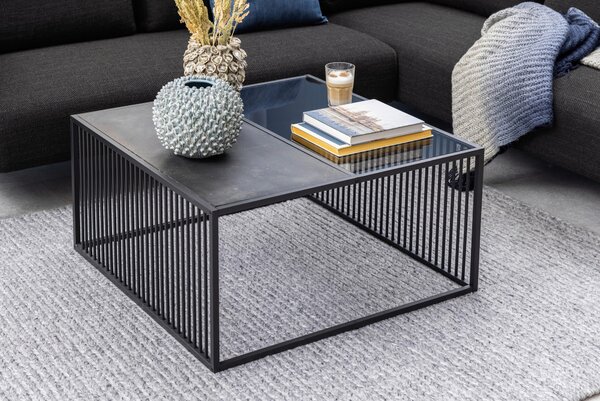 KONFERENČNÍ STOLEK, černá, sklo, kompozitní dřevo, 80/80/40 cm MID.YOU - Konferenční stolky, Online Only