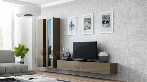 Obývací stěna Zigo III, Osvětlení: osvětlení LED - modré, Barva: černý / černý lesk 5902928697247