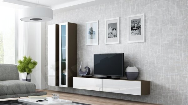 Obývací stěna Zigo III, Osvětlení: osvětlení LED - modré, Barva: černý / černý lesk 5902928697247