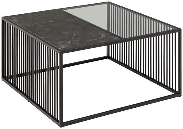 KONFERENČNÍ STOLEK, černá, sklo, kompozitní dřevo, 80/80/40 cm MID.YOU - Konferenční stolky, Online Only