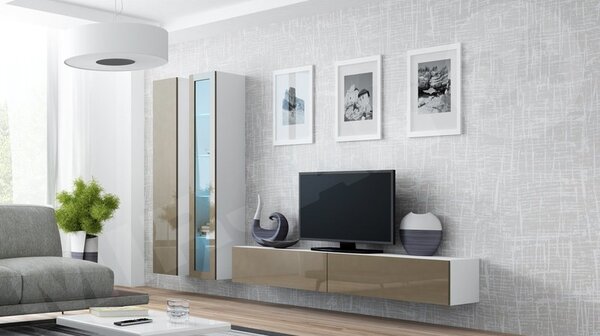 Obývací stěna Zigo III, Osvětlení: osvětlení LED - modré, Barva: černý / černý lesk 5902928697247