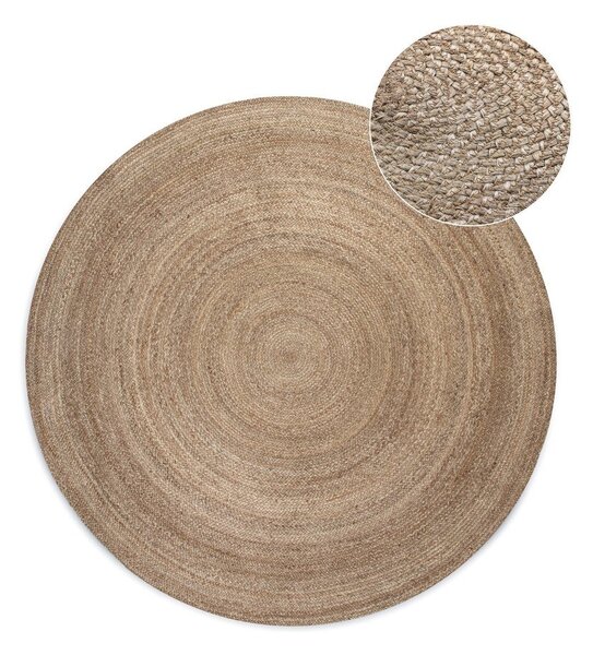 Šedobéžový oboustranný jutový kulatý koberec ø 100 cm Braided – Hanse Home