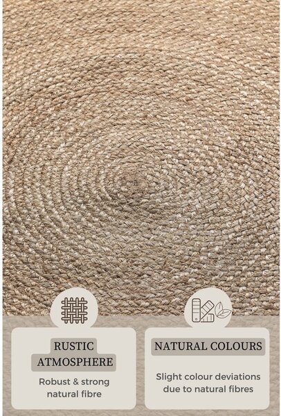 Šedobéžový oboustranný jutový kulatý koberec ø 100 cm Braided – Hanse Home