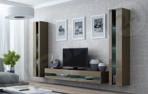 Obývací stěna Zigo New III, Osvětlení: bez osvětlení, Barva: bílá / bílá lesk 5902928693577