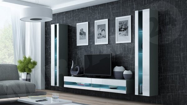 Obývací stěna Zigo New III, Osvětlení: bez osvětlení, Barva: bílá / bílá lesk 5902928693577