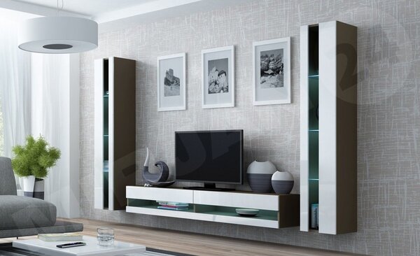 Obývací stěna Zigo New III, Osvětlení: bez osvětlení, Barva: bílá / bílá lesk 5902928693577