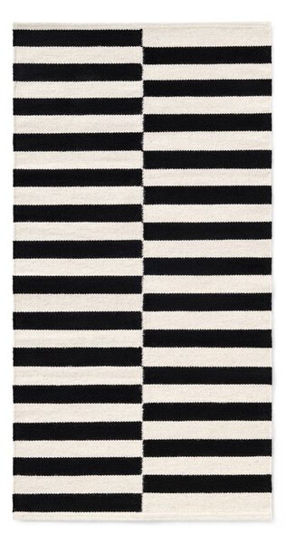 Černo-bílý oboustranný ručně tkaný vlněný koberec 80x150 cm Donna – Hanse Home