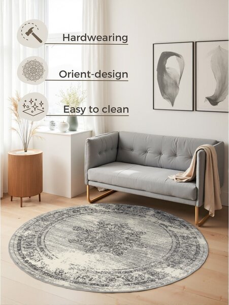 Šedo-krémový kulatý koberec ø 120 cm Gloria Lydia – Hanse Home