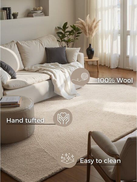 Ručně tkaný vlněný koberec ve světle přírodní barvě 200x300 cm Calmio – Hanse Home