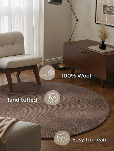 Taupe ručně tkaný vlněný kulatý koberec ø 150 cm Calmio – Hanse Home