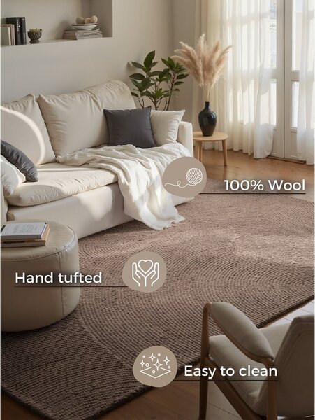 Taupe ručně tkaný vlněný koberec 200x300 cm Calmio – Hanse Home