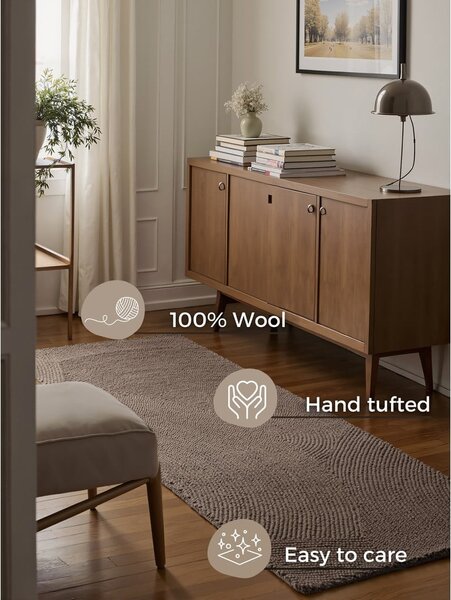 Taupe ručně tkaný vlněný běhoun 80x200 cm Calmio – Hanse Home