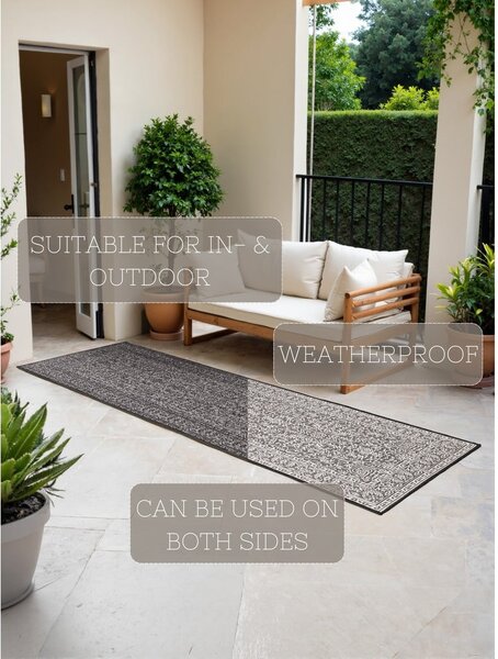 Černobílý vnitřní a venkovní běhoun 80x250 cm Duet Kona – NORTHRUGS