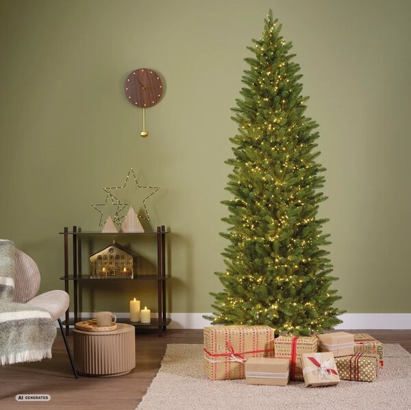 Slim vánoční stromek Greenland 210 cm s LED osvětlením - 201 - 230 cm - Výška 210 cm - Úzké stromky