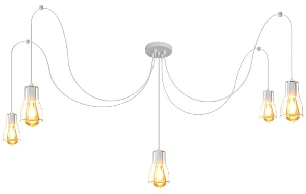 Lustr na lanku TUBE LONG 5xE27/10W/230V bílá