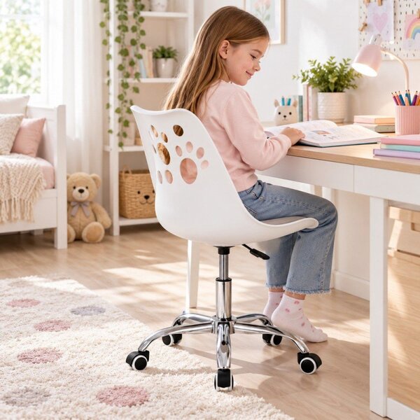 Dětská židle k psacímu stolu SPRINGOS Paws HF0040 bílo-šedá
