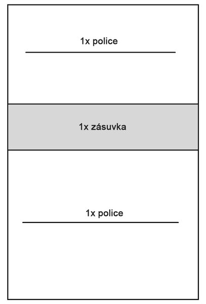 MEDIOLAN | vitrína M5 s policemi a zásuvkou + dekorační deska | 92,2 cm | natural hikora