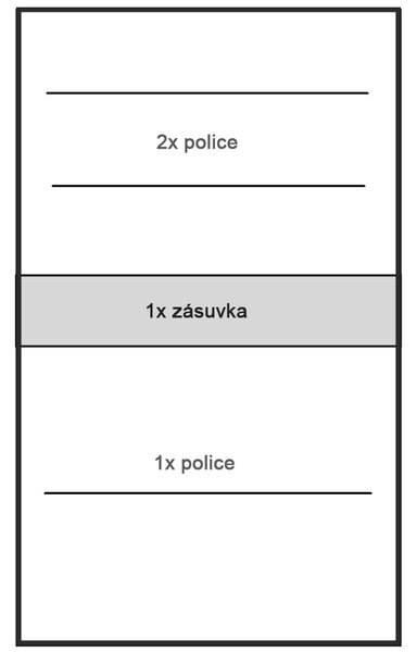 MEDIOLAN | vitrína M3 s policemi a zásuvkou + KOVOVÉ NOŽIČKY | 92,2 cm | natural hikora