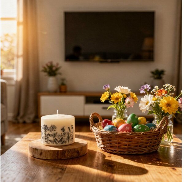 Elipsa svíčka sl. kost květy 120x55x95mm