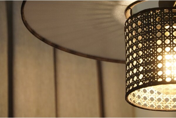 Duolla - Přisazený lustr TOKYO RATTAN 1xE27/15W/230V pr. 50 cm černá/stříbrná