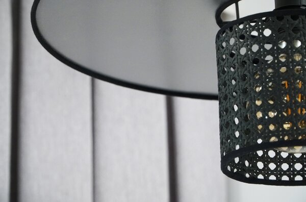 Duolla - Přisazený lustr TOKYO RATTAN 1xE27/15W/230V pr. 50 cm černá/stříbrná