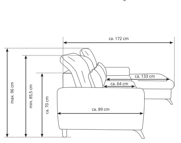 Sedací souprava ALTA | 279x172 cm | rozkládací + úložný prostor + 3x polštářek | VÝBĚR LÁTEK