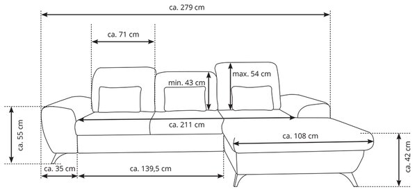 Sedací souprava ALTA | 279x172 cm | rozkládací + úložný prostor + 3x polštářek | VÝBĚR LÁTEK