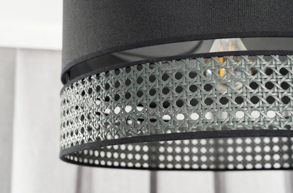 Duolla - Lustr na lanku DOUBLE RATTAN 1xE27/15W/230V pr. 40 cm černá