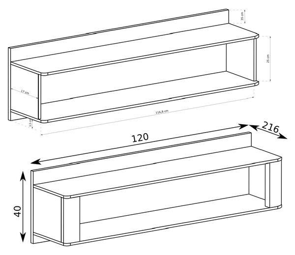 Obývací stěna LIVINIO | 5 dílů | 232,5 cm + 144 cm + 110x63 cm | sestava B | V CENĚ LED LIŠTY | ribbeck/bílá lesk