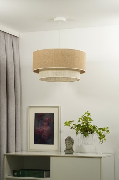 Duolla - Lustr na lanku YUTE BOHO 1xE27/15W/230V pr. 45 cm hnědá/krémová