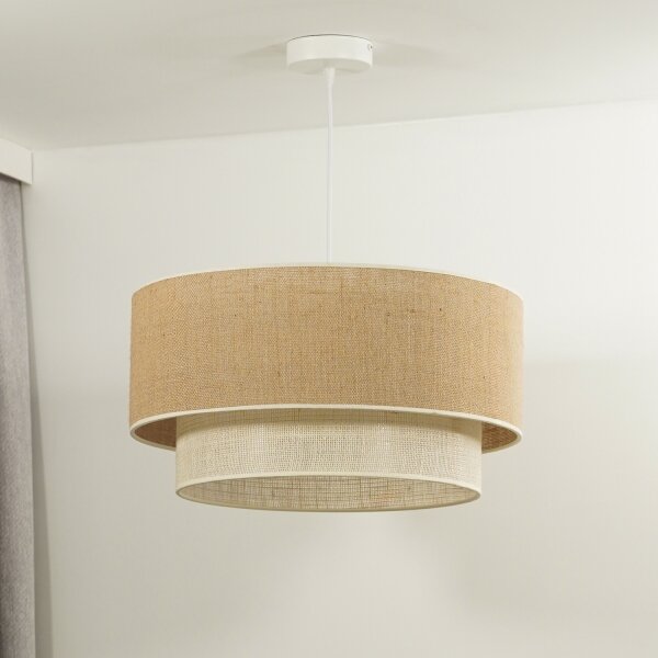 Duolla - Lustr na lanku YUTE BOHO 1xE27/15W/230V pr. 45 cm hnědá/krémová