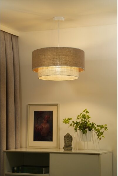 Duolla - Lustr na lanku YUTE BOHO 1xE27/15W/230V pr. 45 cm hnědá/krémová