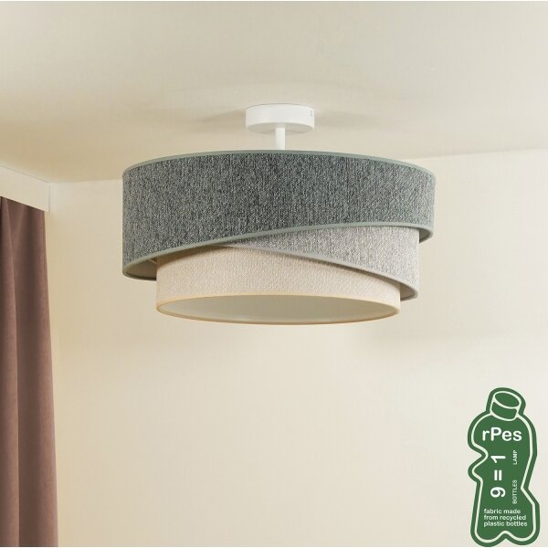 Duolla-Přisazený lustr KOBO ECO REC. 1xE27/15W/230V pr.45 cm zelená/šedá/krémová