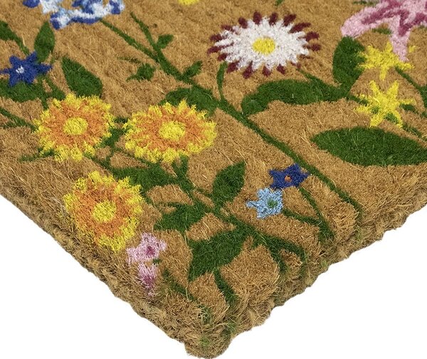 Rohožka z kokosových vláken s motivem květin Coir - 75*45*4cm - Mars & More