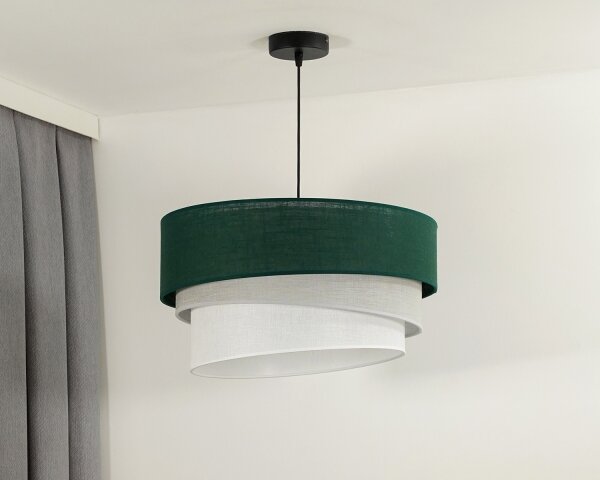 Duolla - Lustr na lanku TRIO 1xE27/15W/230V pr. 45 cm zelená/šedá/bílá