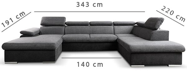 Sedací souprava COOL II | 191x343x220 cm | rozkládací + 2x úložný prostor | LEVÁ | lounge 21 tmavě šedá