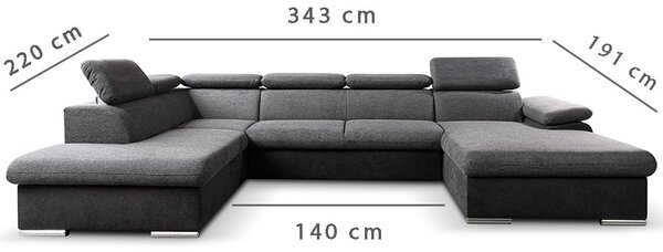 Sedací souprava COOL II | 220x343x191 cm | rozkládací + 2x úložný prostor | PRAVÁ | lounge 03 šedobéžová