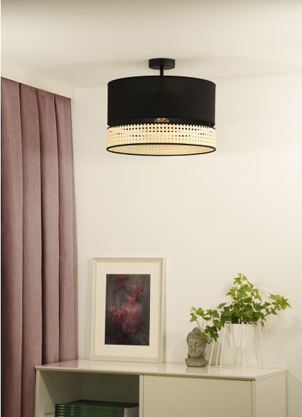 Duolla - Přisazený lustr DOUBLE RATTAN 1xE27/15W/230V pr. 40 cm černá/béžová