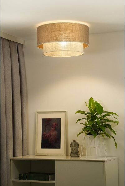 Duolla - Stropní svítidlo YUTE BOHO 3xE27/15W/230V pr. 60 cm hnědá/krémová