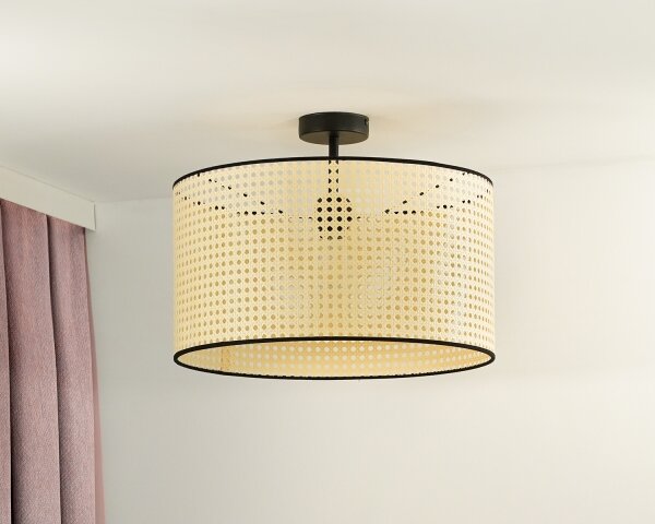 Duolla - Přisazený lustr ROLLER RATTAN 1xE27/15W/230V pr. 45 cm béžová/černá