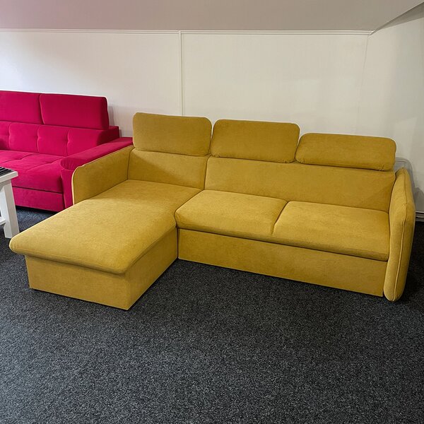 Malá sedací souprava SLIM | 179x235 cm | LEVÁ | rozkládací + úložný prostor | VÝBĚR TKANIN
