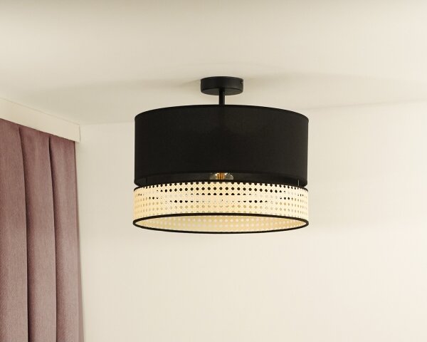 Duolla - Přisazený lustr DOUBLE RATTAN 1xE27/15W/230V pr. 40 cm černá/béžová