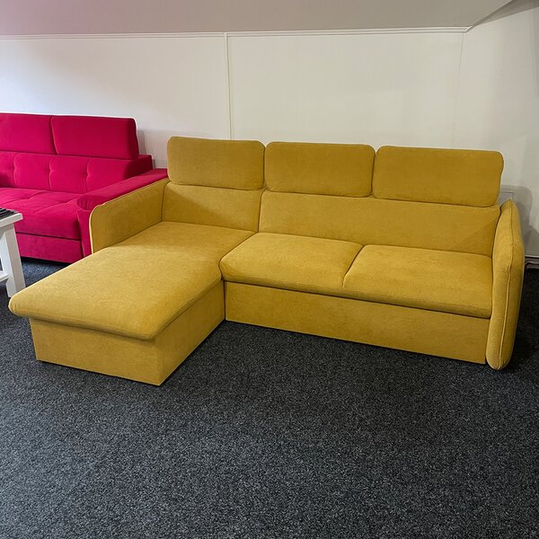 Malá sedací souprava SLIM | 179x235 cm | LEVÁ | rozkládací + úložný prostor | VÝBĚR TKANIN